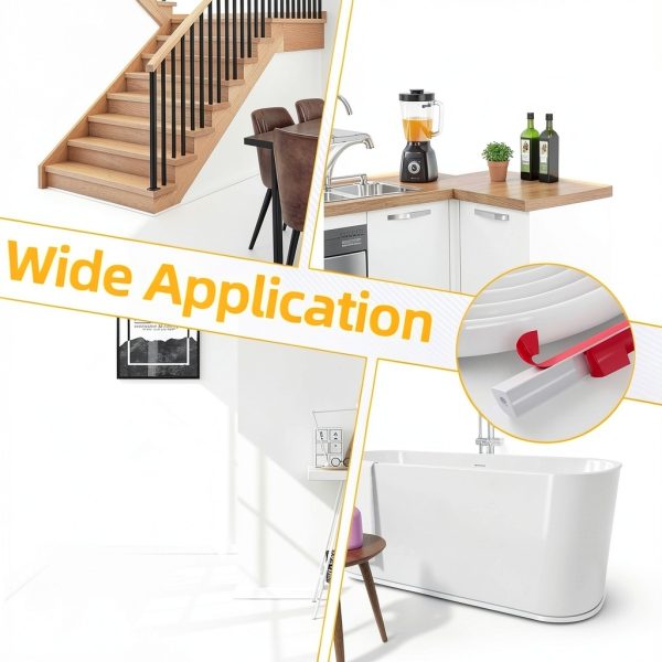 Flexible Quarter Round Molding,118 Inch Peel and Stick Silicone Quarter Round Shoe Molding,Caulk Strip for Wall Edge Floor Corner,Bendable Self-Adhesive Baseboard Trim for Countertop Cabinet and Stair-7