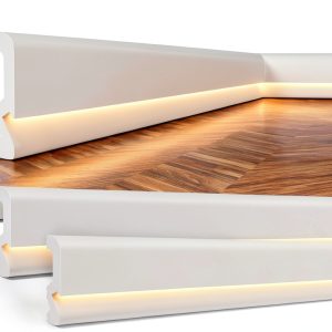 LED Baseboard Molding 12 Pcs 2.6ft White - Briwooody Classic Size 12-0