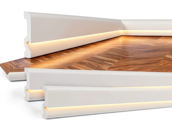 LED Baseboard Molding 12 Pcs 2.6ft White - Briwooody Classic Size 12-0