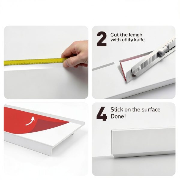 Baseboard Trim,4 Inch(W) x 20 Feet(L) Flexible Baseboard Molding Trim,Self Adhesive Vinyl Baseboard Cove Base, Peel and Stick Wall Base Boards with 1 PCS Utility Knife,White-8